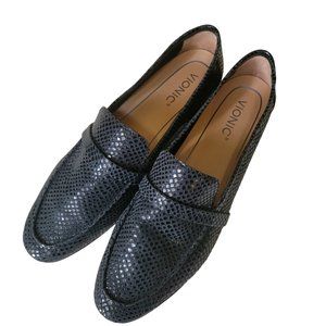Vionic Zana Leather Loafers Lizard Print Black Orthotic Arch Support Size US 9.5